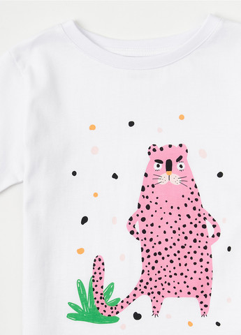 Белая летняя футболка белая "леопард" KRAKO