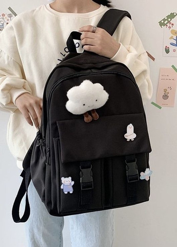 Рюкзак с карманами 3856 мужской женский детский школьный портфель черный No Brand (276841332)