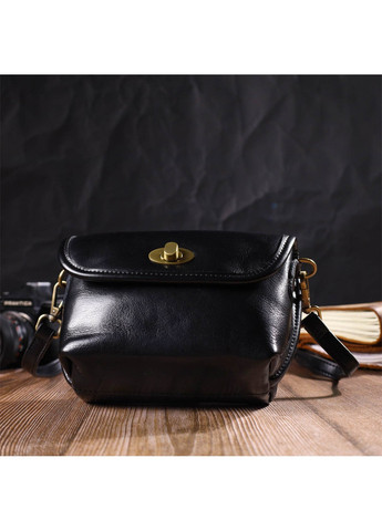 Идеальная сумка кросс-боди из натуральной кожи 22132 Черная Vintage (260360844)