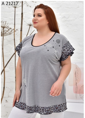 Сіра жіноча літня футболка великого розміру SK