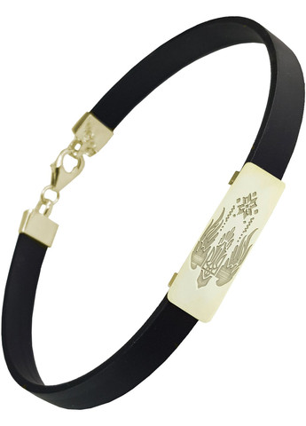 Серебряный браслет каучук чёрный Герб Украины регулируеться позолота Family Tree Jewelry Line (266042190)