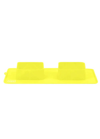 Складаний силіконовий килимок із двома вбудованими мисками посуд для тварин котів собак 385х230х50 мм (474723-Prob) Жовтий Unbranded (259518335)