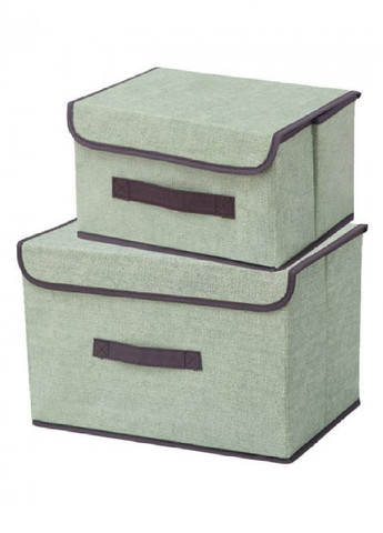 Набор органайзеров ящик бокс короб для хранения вещей одежды белья игрушек с крышкой на липучке (474307-Prob) Зеленый Unbranded (258064113)