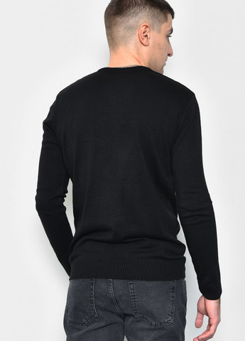 Черный демисезонный свитер мужской полубатальный черного цвета пуловер Let's Shop