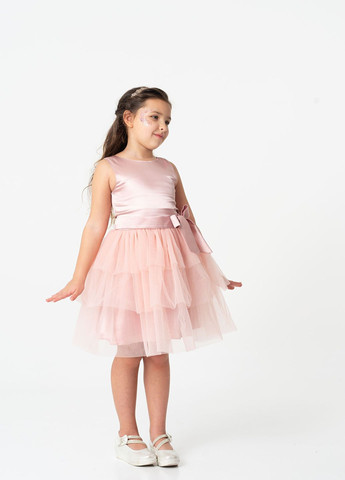 Пудровое платье нарядное с тремя рюшами пудра для девочки Yumster (260941917)
