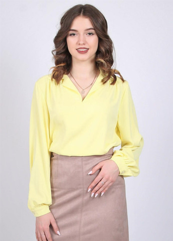 Жёлтая блузка женская 052 однотонный софт желтая Актуаль