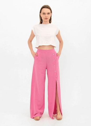 Розовые кэжуал летние палаццо брюки Luvete