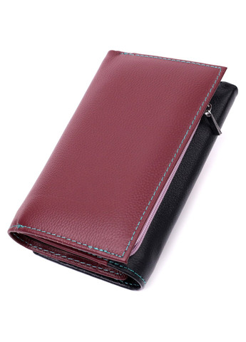 Місткий шкіряний гаманець у три складання для жінок 19444 Різнокольоровий st leather (277980481)