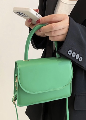 Женская классическая сумочка кросс-боди на ремешке через плечо 6130 зеленая No Brand (263937536)