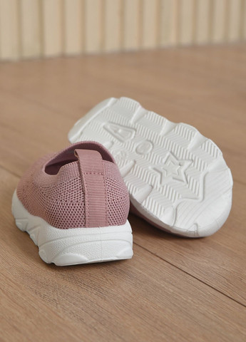 Пудрові осінні кросівки дитячі для дівчинки пудрового кольору текстиль Let's Shop