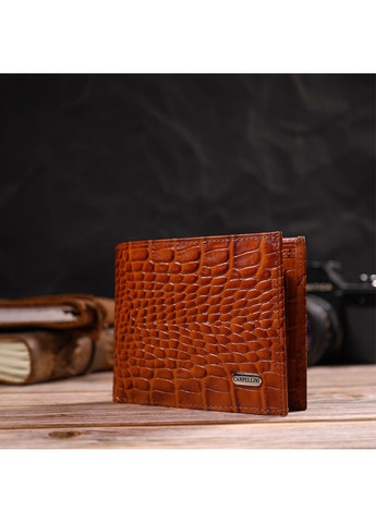 Фактурний чоловічий гаманець без застібки горизонтального формату з натуральної шкіри 21761 Коричневий Canpellini (259874031)