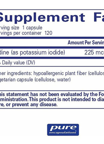 Iodine (potassium iodide) 200 mg 120 Caps PE-00382 Pure Encapsulations (258499371)