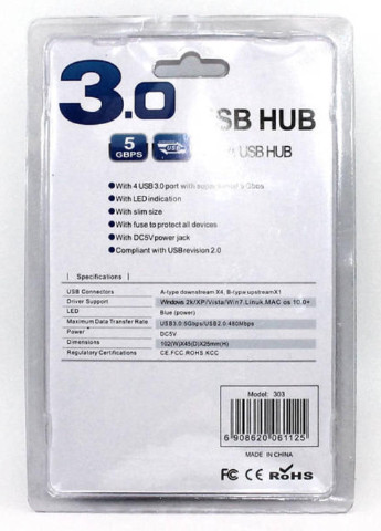 Компактный хаб концентратор на 4 порта USB 3.0 Home p-303 (256789131)