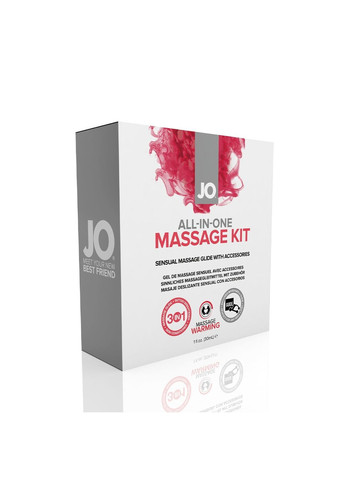Набір для масажу ALL IN ONE MASSAGE GIFT SET: розігрівальний гель, масажер і свічка System JO (257203957)