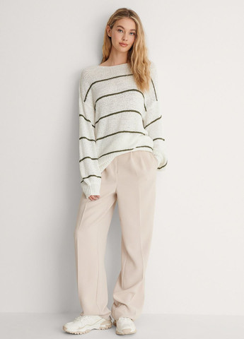 Белый джемпер демисезон,белий-зелений в полоску, NA-KD