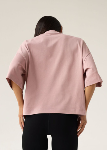 Розовая женская футболка оверсайз с удлиненным рукавом с коротким рукавом German Volf