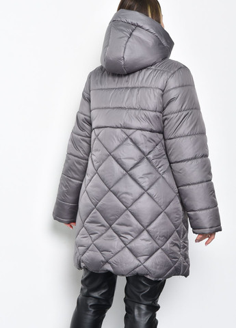 Сіра зимня куртка жіноча напівбатальна єврозима сірого кольору Let's Shop