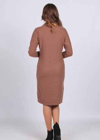Светло-коричневое кэжуал платье теплое женское 114 однотонный ангора вязка коричневое Актуаль