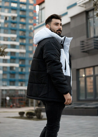 Чорно-біла зимня ефектна чоловіча куртка No Brand