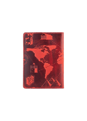 Обкладинка для паспорта зі шкіри HiArt PC-02 7 wonders of the world Червоний Hi Art (268371737)