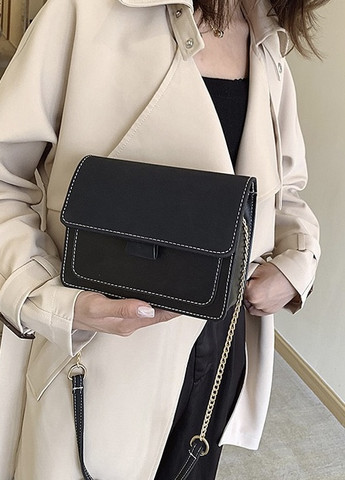Жіноча класична сумочка крос-боді через плече бархатна велюрова замшева чорна No Brand (259365519)