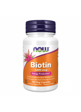 Биотин, Biotin (B7) 10000 мкг - 100 капсул Now Foods (271405902)