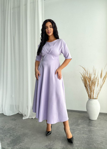 Фиолетовое женское платье миди из креп-костюмки цвет лаванда р.48 448462 New Trend