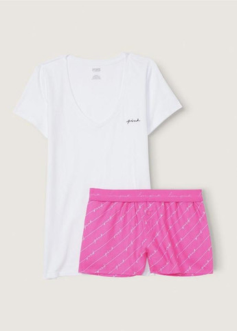 Комбинированная всесезон пижама pink футболка + шорты Victoria's Secret