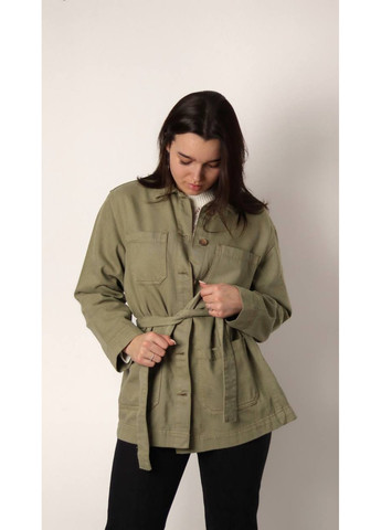 Зелена демісезонна жіноча джинсова куртка (55717) 34 зелена H&M