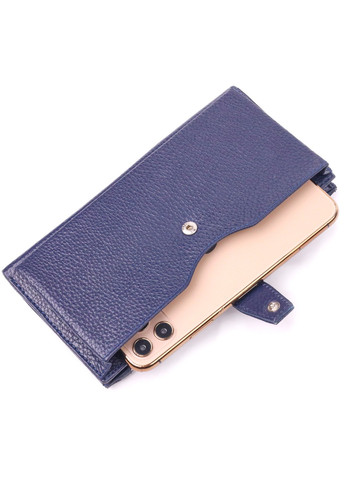 Стильний вертикальний гаманець із натуральної шкіри 21423 Синій Karya (258267860)