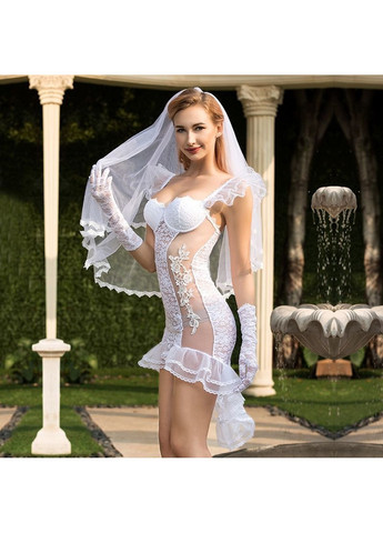 Белый эротический костюм невесты "благочестивая марта" one size white JSY