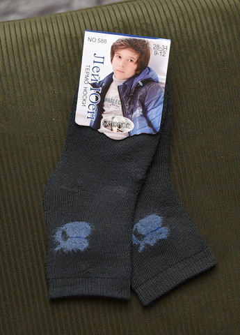 Шкарпетки дитячі махрові для хлопчика темно-сірого кольору Let's Shop (269387619)