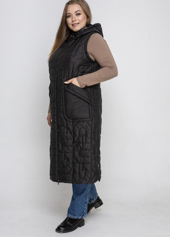 Черное Женское пальто жилет демисезонное большого размера трансформер DIMODA