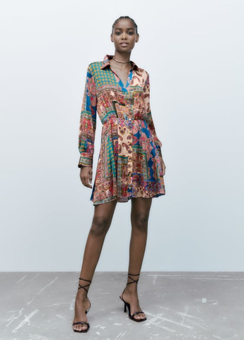 Комбинированное праздничный, коктейльное, деловое, повседневный, кэжуал, вечернее платье Zara