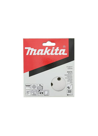 Набор шлифовальной бумаги Ø125 мм К320 (10 шт) P-33417 Makita (264307861)