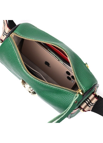 Женская сумка с оригинальным украшением из натуральной кожи 22261 Зеленая Vintage (276461822)