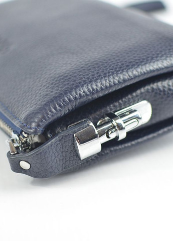 Синий маленький мужской кожаный клатч кошелек на молнии с петлицей на запястье, клатч из натур. кожи No Brand (266914601)