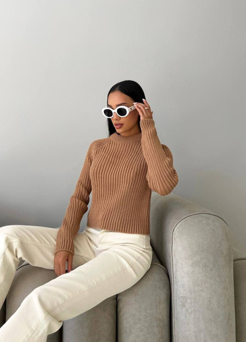 Жіночий светр із текстурним візерунком колір кемел р.42/46 441957 New Trend (263134358)