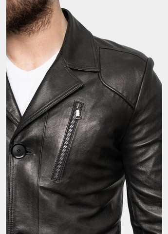 Чорна демісезонна шкіряна чоловіча куртка блейзер чорна 26130012 No Brand