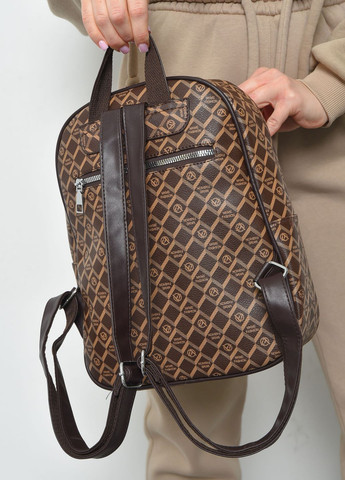 Рюкзак жіночий з принтом коричневого кольору Let's Shop (271518643)