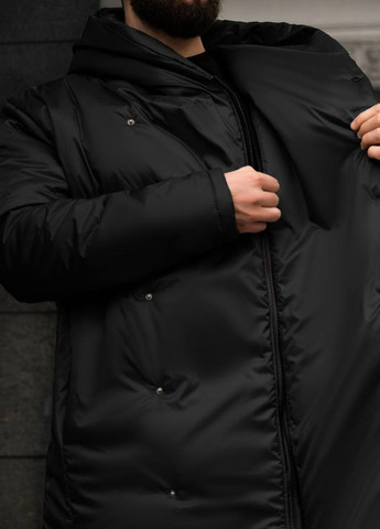 Черная куртка мужская на кнопках со змейкой No Brand