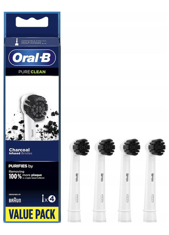 Набор сменных зубных насадок Braun Pure Clean Charcoal 4шт Oral-B (275657494)