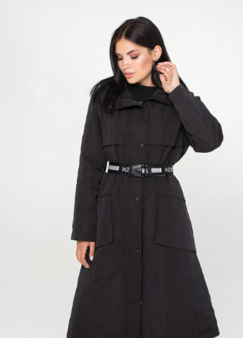 Чорна демісезонна молодіжна куртка жіноча демісезонна подовжена SK