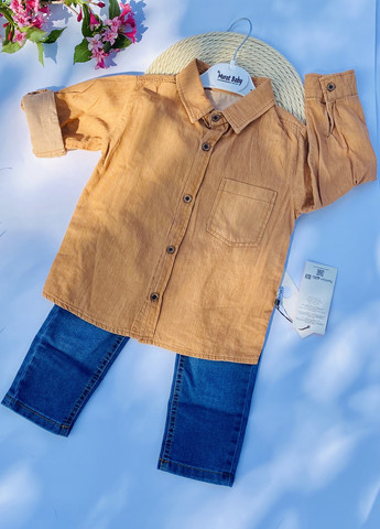 Синій демісезонний дитячий джинсовий костюм сорочка та штани Murat baby