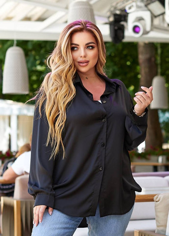 Чёрная женская удлинённая блуза черного цвета р.48/50 437921 New Trend