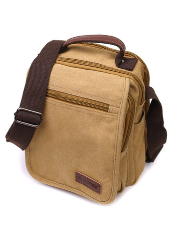 Мужская сумка почтальонка на плечо из плотного текстиля 22229 Песочный Vintage (267925361)