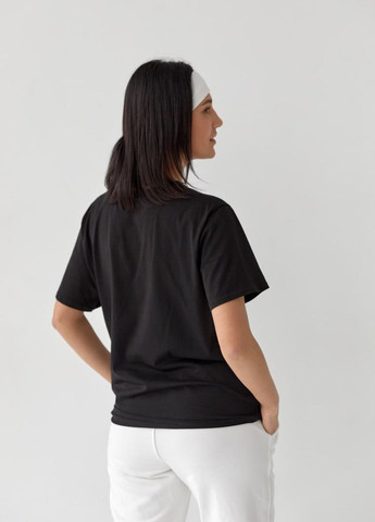 Черная женская базовая футболка черного цвета 408440 New Trend