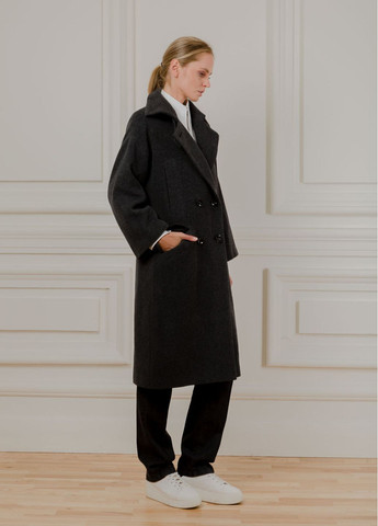 Черное демисезонное Пальто из альпаки Шарлотта Dolcedonna