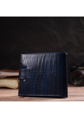 Мужской бумажник горизонтального формата из натуральной кожи с тиснением 21767 Синий Canpellini (259815734)