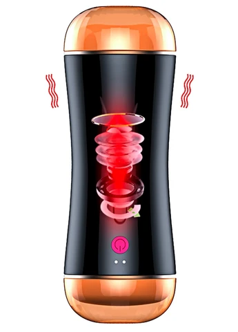 Мастурбатор з двома входами FOXSHOW Vibrating Masturbation Cup USB 10 + Interactive Function Black, BS6300045 No Brand (270284930)